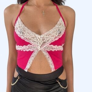 OHS Pink Lace Halter Top 💕